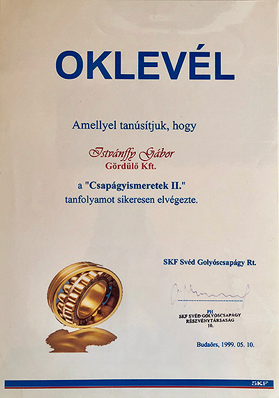 SKF oklevél